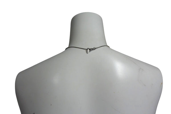 Very Good Condition CHANEL Necklace Choker Here Mark Rhinestone 08V Metal Rhinestone Silver Good Condition Used 4c075492