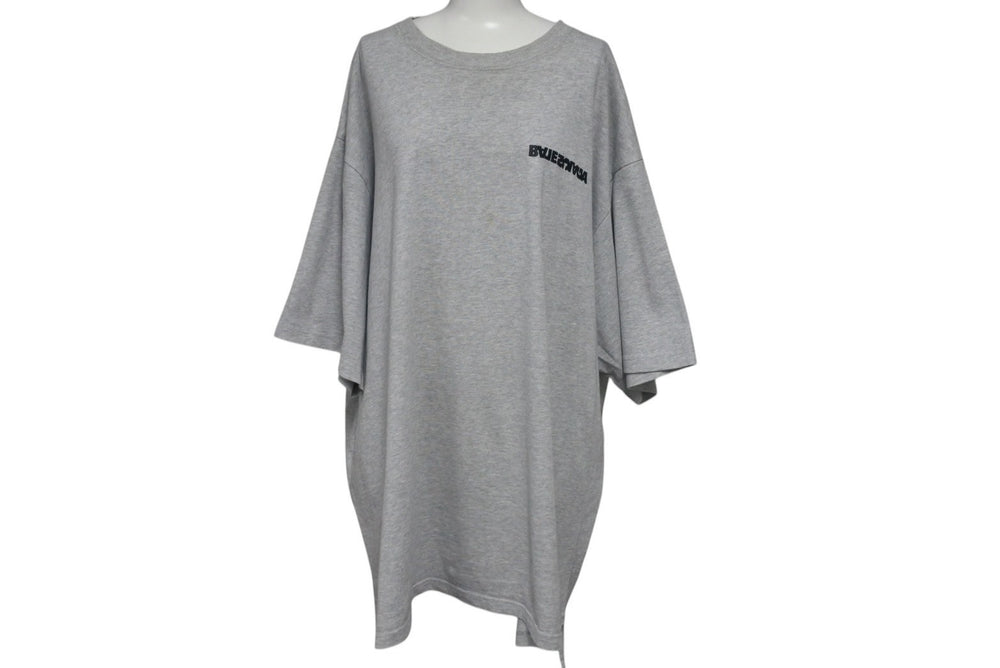 BALENCIAGA バレンシアガ 21AW ターニングロゴプリント 半袖Ｔシャツ グレー コットン サイズ4 675016 中古 4c075501