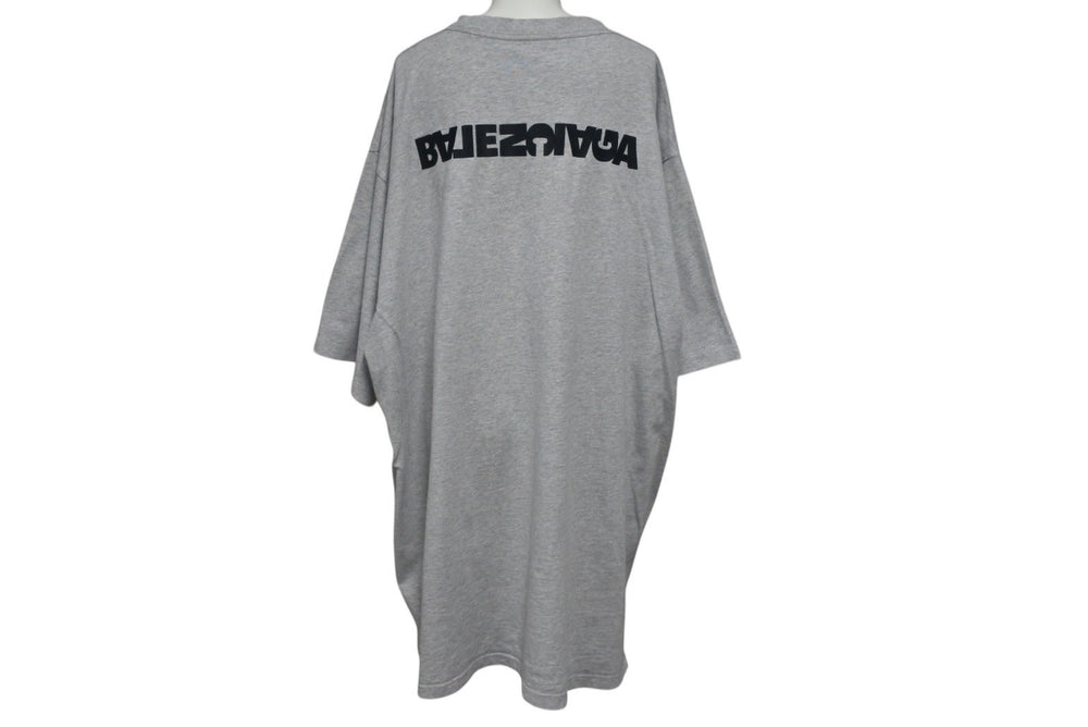 BALENCIAGA バレンシアガ 21AW ターニングロゴプリント 半袖Ｔシャツ グレー コットン サイズ4 675016 中古 4c075501