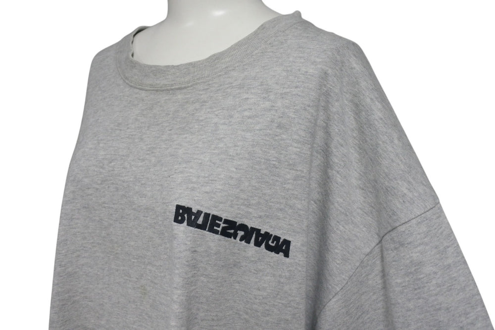BALENCIAGA Balenciaga 21AW Turning Logo Print Short Sleeve T-shirt Gray Cotton Size 4 675016 Used 4c075501