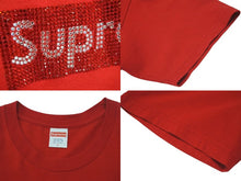 Load image into Gallery viewer, 極美品 SUPREME シュプリーム 19SS 25周年 SWAROVSKI BOXLOGOTEE 半袖Tシャツ レッド シルバー スワロフスキー サイズL 中古 4c075509