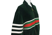 画像をギャラリービューアに読み込む, 極美品 GUCCI × adidas グッチ アディダス シェリーライン ベロア トラックジャケット グリーン 691782 XJEKT パッチ ロゴ ゴールド金具 サイズS 中古 4c075514