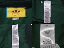 画像をギャラリービューアに読み込む, 極美品 GUCCI × adidas グッチ アディダス シェリーライン ベロア トラックジャケット グリーン 691782 XJEKT パッチ ロゴ ゴールド金具 サイズS 中古 4c075514