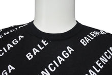 画像をギャラリービューアに読み込む, 極美品 BALENCIAGA バレンシアガ Mini Allover Logo Sweater 半袖ニット コットン イタリア製 ブラック ホワイト サイズXS 中古 4c075516