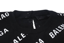画像をギャラリービューアに読み込む, 極美品 BALENCIAGA バレンシアガ Mini Allover Logo Sweater 半袖ニット コットン イタリア製 ブラック ホワイト サイズXS 中古 4c075516