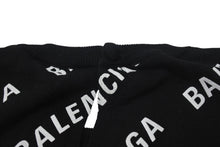 画像をギャラリービューアに読み込む, 極美品 BALENCIAGA バレンシアガ Mini Allover Logo Sweater 半袖ニット コットン イタリア製 ブラック ホワイト サイズXS 中古 4c075516