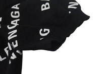 画像をギャラリービューアに読み込む, 極美品 BALENCIAGA バレンシアガ Mini Allover Logo Sweater 半袖ニット コットン イタリア製 ブラック ホワイト サイズXS 中古 4c075516