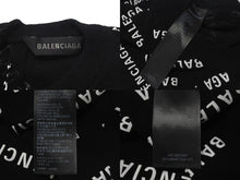 画像をギャラリービューアに読み込む, 極美品 BALENCIAGA バレンシアガ Mini Allover Logo Sweater 半袖ニット コットン イタリア製 ブラック ホワイト サイズXS 中古 4c075516