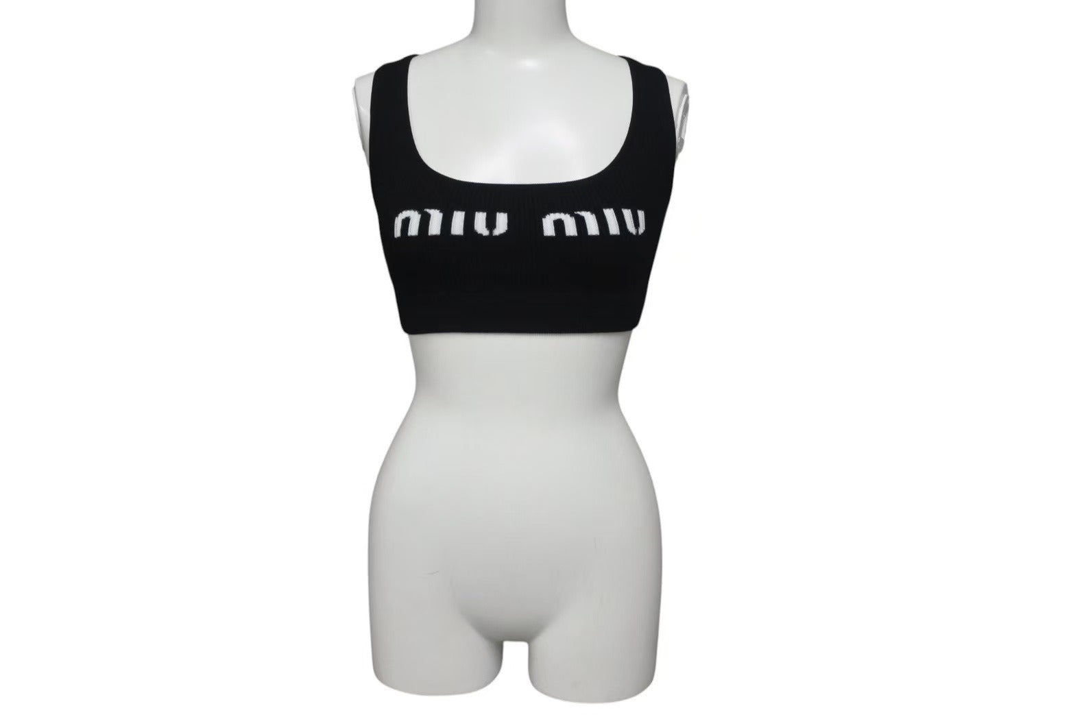 極美品 MIUMIU ミュウミュウ 23SS ビスコース クロップド ロゴ タンク