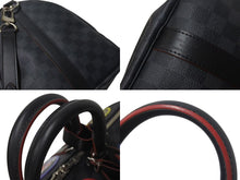 画像をギャラリービューアに読み込む, LOUIS VUITTON ルイヴィトン アルプス キーポル バンドリエール45 ボストンバッグ ダミエグラフィット N40043 ブラック PVC レザー シルバー金具 中古 4c075564