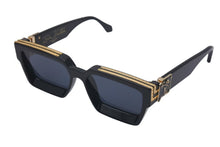 画像をギャラリービューアに読み込む, LOUIS VUITTON ルイヴィトン サングラス Z1165E 1.1 ミリオネア ブラック 58□17 145 ゴールド金具 美品 中古 4c075579