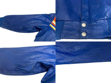 画像をギャラリービューアに読み込む, JEFFHAMILTON ジェフハミルトン レザージャケット シングルライダースジャケット China製 ブルー オレンジ サイズXL 良品 中古 4c075599