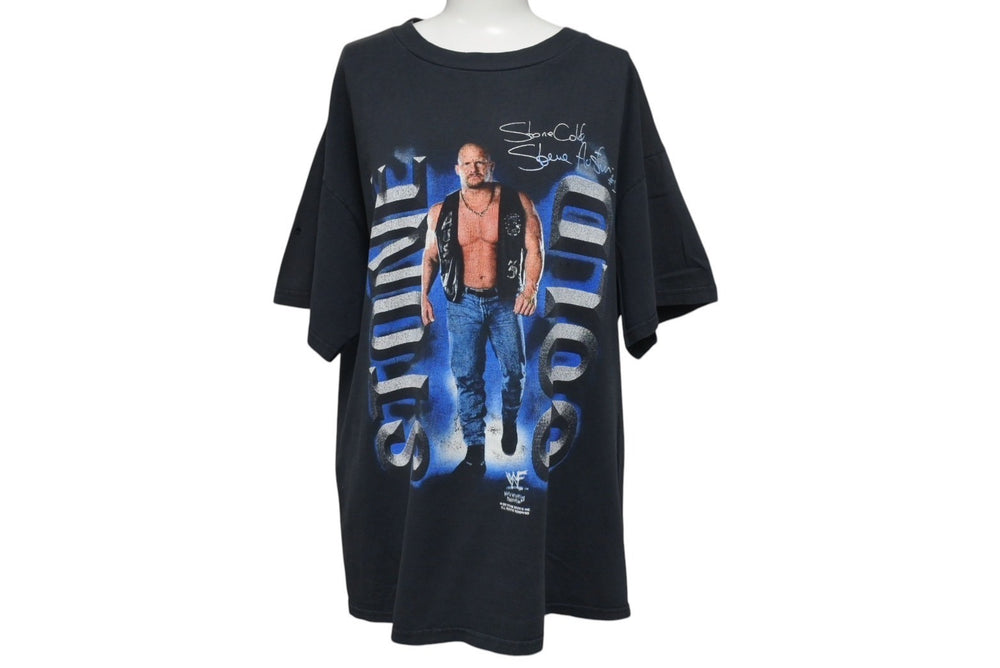 STONE COLD Stone Cold Pro Wrestling T Short Sleeve T-Shirt 90s Cotton Black Blue White Size L Good Condition Used 4c075604