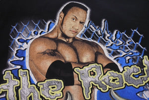 The Rock Vintage WWF Short Sleeve T-shirt Cotton Black Blue Yellow ONE SIZE Good Condition Used 4c075605