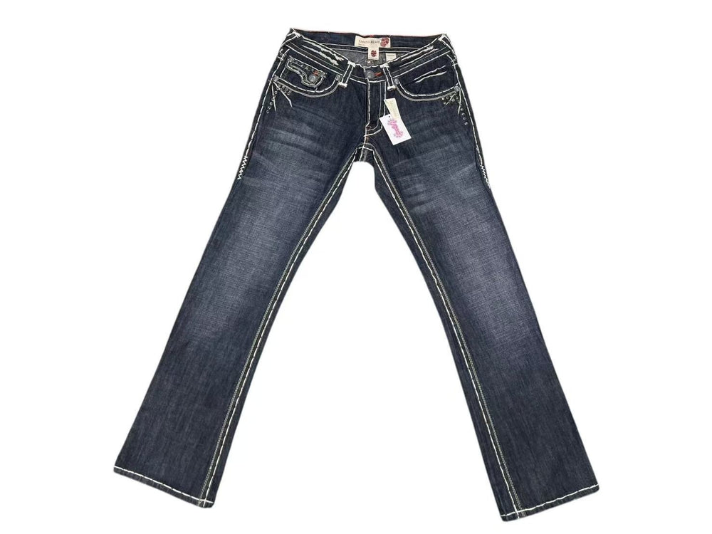New and unused LAGUNA BEACH Laguna Beach 00S Denim Pants Jeans Extra Thick White Stitch Denim Swarovski Blue Size 31 Used 4c075608