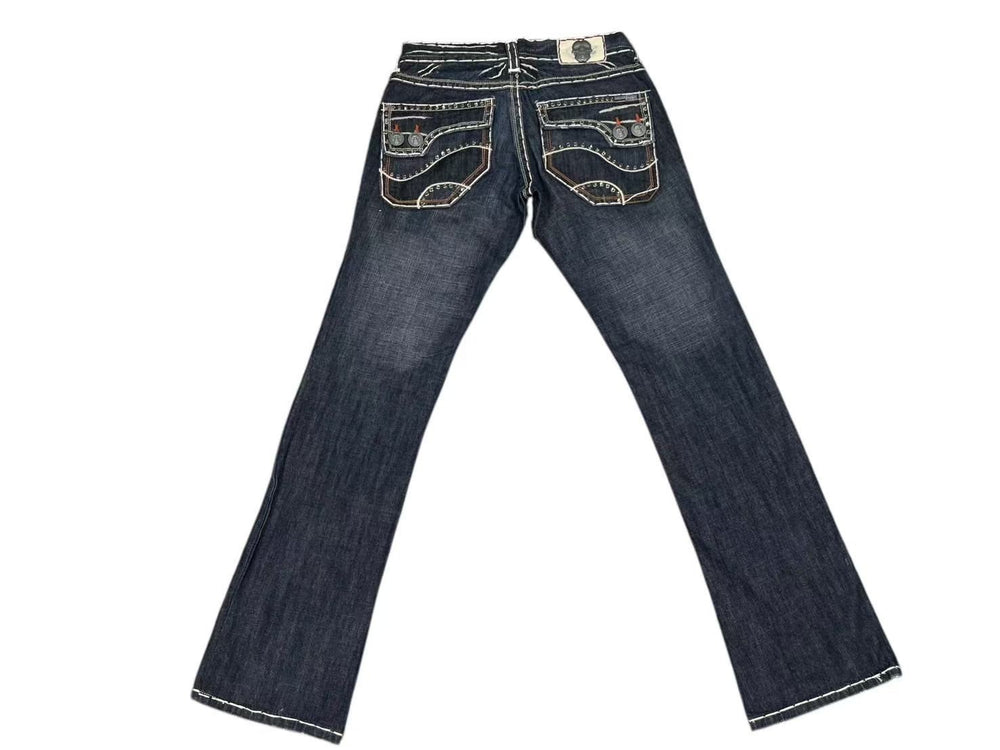 New and unused LAGUNA BEACH Laguna Beach 00S Denim Pants Jeans Extra Thick White Stitch Denim Swarovski Blue Size 31 Used 4c075608