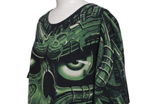 画像をギャラリービューアに読み込む, LIQUID BLUE リキッドブルー ヴィンテージT スカル 骸骨 オールオーバープリント 半袖Tシャツ ブラック グリーン XL 美品 中古 4c075611