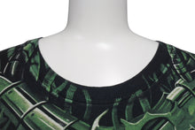 画像をギャラリービューアに読み込む, LIQUID BLUE リキッドブルー ヴィンテージT スカル 骸骨 オールオーバープリント 半袖Tシャツ ブラック グリーン XL 美品 中古 4c075611