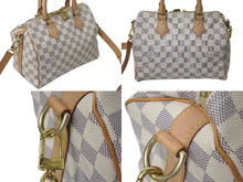 Load image into Gallery viewer, LOUIS VUITTON ルイヴィトン ダミエ アズール スピーディバンドリエール25 N41374 ホワイト ハンドバッグ ショルダー ロゴ ゴールド金具 美品 中古 4c075620