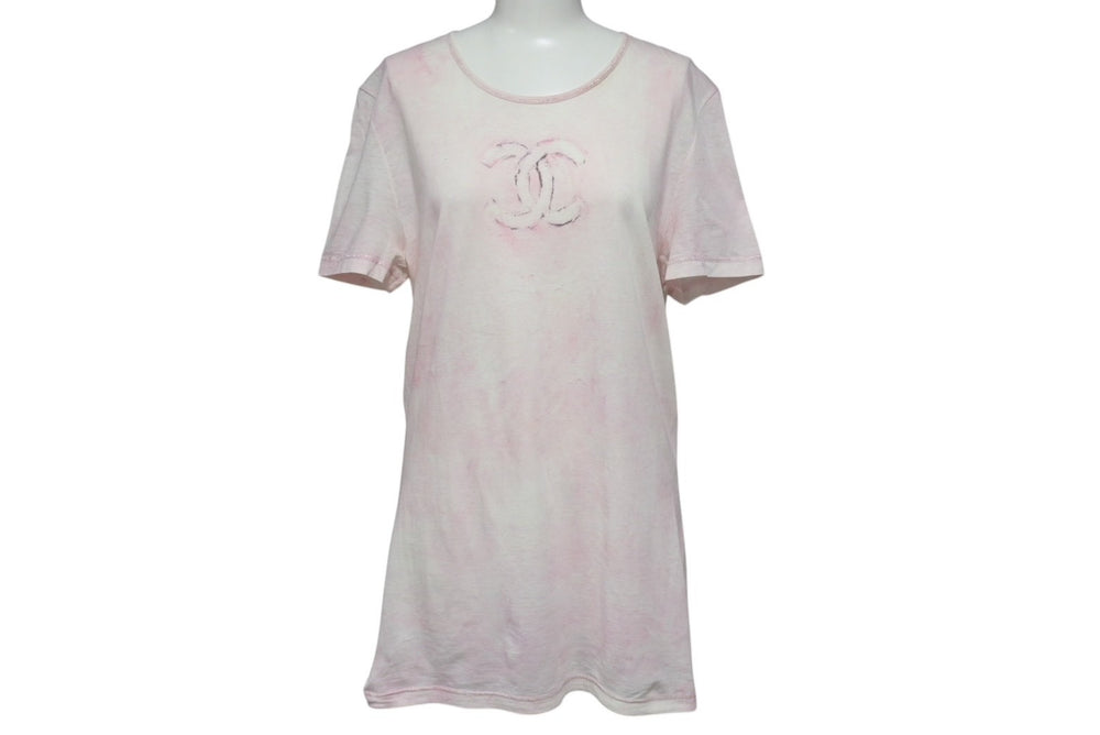 CHANEL シャネル Tシャツ ココマーク タイダイ柄 P34611K02001 フランス製 コットン ピンク 34 美品 中古 4c075633