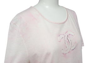 CHANEL Chanel T-shirt here mark tie dye pattern P34611K02001 Made in France Cotton Pink 34 Good Condition Used 4c075633