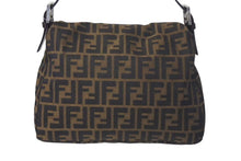 画像をギャラリービューアに読み込む, FENDI フェンディ マンマバケット ショルダーバッグ ズッカ柄 26325 ブラウン コットンキャンバス レザー シルバー金具 中古 4c075639
