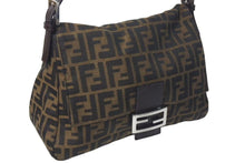 画像をギャラリービューアに読み込む, FENDI フェンディ マンマバケット ショルダーバッグ ズッカ柄 26325 ブラウン コットンキャンバス レザー シルバー金具 中古 4c075639