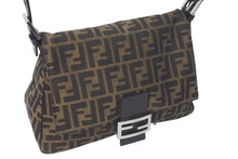 画像をギャラリービューアに読み込む, 極美品 FENDI フェンディ マンマバケット ショルダーバッグ ズッカ柄 26325 ブラウン コットンキャンバス レザー シルバー金具 中古 4c075653