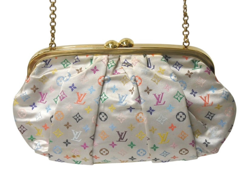 LOUISVUITTON ルイヴィトン オモニエール ハンドバッグ M92060 モノグラムサテン ホワイト マルチカラー ゴールド金具 良品 中古 4c075669