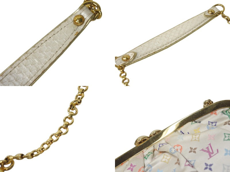 LOUISVUITTON Louis Vuitton Omoniere Handbag M92060 Monogram Satin White Multicolor Gold Hardware Good Used 4c075669