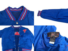 画像をギャラリービューアに読み込む, JH DESIGN JHデザイン リバーシブル バーシティジャケット スタジャン PHILLIES フィリーズ MLB ブルー ウール アクリル レザー XXL 美品 中古 4c075671
