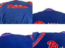 画像をギャラリービューアに読み込む, JH DESIGN JHデザイン リバーシブル バーシティジャケット スタジャン PHILLIES フィリーズ MLB ブルー ウール アクリル レザー XXL 美品 中古 4c075671