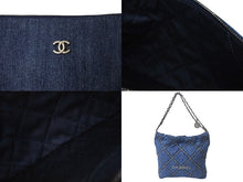 Load image into Gallery viewer, 新品同様 CHANEL シャネル22 デニム チェーンショルダーバッグ ブルー シルバー金具 AS3261 中古 4c075687