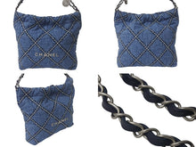 Load image into Gallery viewer, 新品同様 CHANEL シャネル22 デニム チェーンショルダーバッグ ブルー シルバー金具 AS3261 中古 4c075687