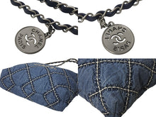 Load image into Gallery viewer, 新品同様 CHANEL シャネル22 デニム チェーンショルダーバッグ ブルー シルバー金具 AS3261 中古 4c075687