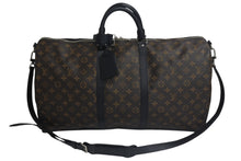 画像をギャラリービューアに読み込む, 極美品 LOUIS VUITTON ルイヴィトン キーポルバンドリエール55 ボストンバッグ M56714 モノグラムマカサー ブラック 中古 4c075696