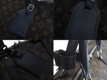 画像をギャラリービューアに読み込む, 極美品 LOUIS VUITTON ルイヴィトン キーポルバンドリエール55 ボストンバッグ M56714 モノグラムマカサー ブラック 中古 4c075696