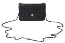 Load image into Gallery viewer, CHANEL シャネル マイクロマトラッセ ショルダーバッグ チェーンウォレット 12番台 ラムスキン ブラック シルバー金具 美品 中古 4c075721