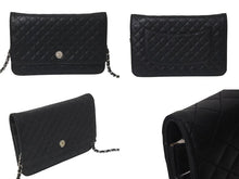 Load image into Gallery viewer, CHANEL シャネル マイクロマトラッセ ショルダーバッグ チェーンウォレット 12番台 ラムスキン ブラック シルバー金具 美品 中古 4c075721