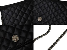 Load image into Gallery viewer, CHANEL シャネル マイクロマトラッセ ショルダーバッグ チェーンウォレット 12番台 ラムスキン ブラック シルバー金具 美品 中古 4c075721