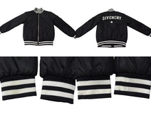 Load image into Gallery viewer, GIVENCHY ジバンシー キッズ 子供服 ジャケット ブルゾン H16034 ナイロン ブラック ホワイト シルバー金具 サイズ8 美品 中古 4c075748