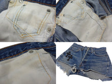 画像をギャラリービューアに読み込む, CHROME HEARTS クロムハーツ × Levi's リーバイス デニムショートパンツ セメタリークロスパッチ レディース 美品 中古 4c075753