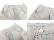 Load image into Gallery viewer, LOUIS VUITTON ルイヴィトン デニムパンツ RM201 TLP HID61W カーゴパンツ ブリーチ加工 ピンク ブルー コットン 29 良品 中古 4c075754
