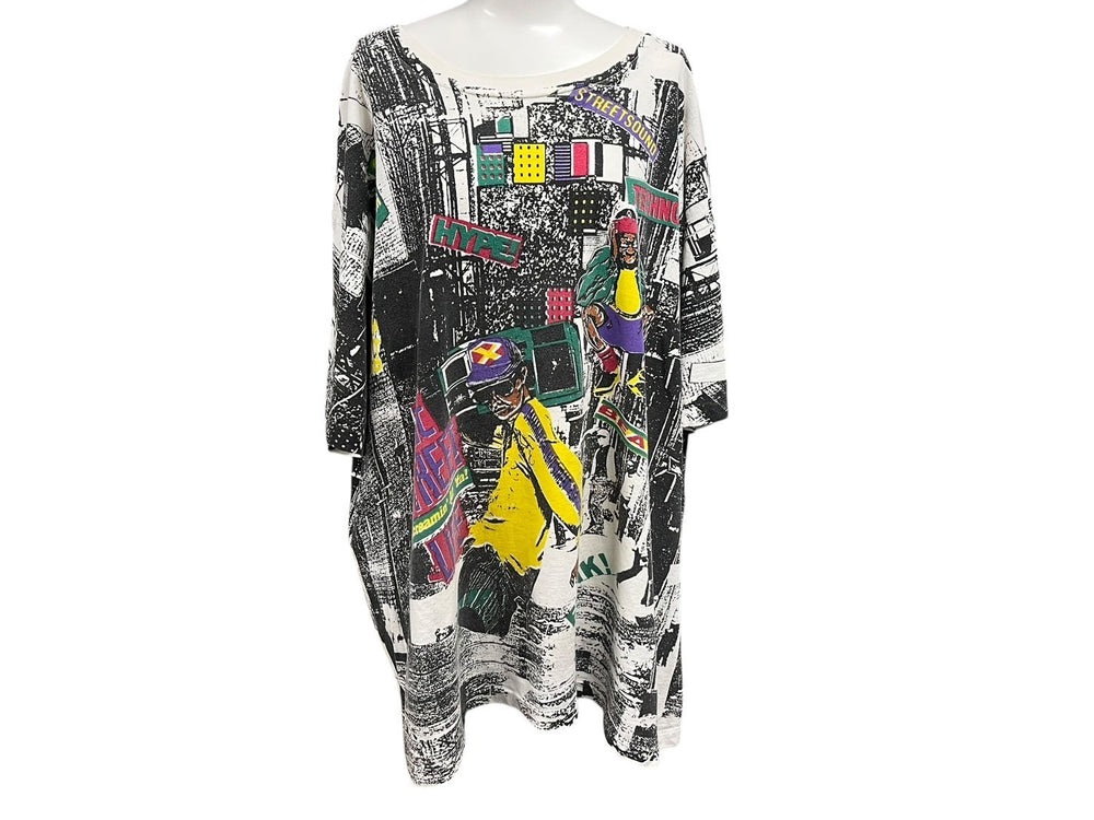 VINTAGE Vintage 90's The street life Allover print T-shirt Size 2XL Cotton HIP HOP Multicolor Good condition Used 4c075774