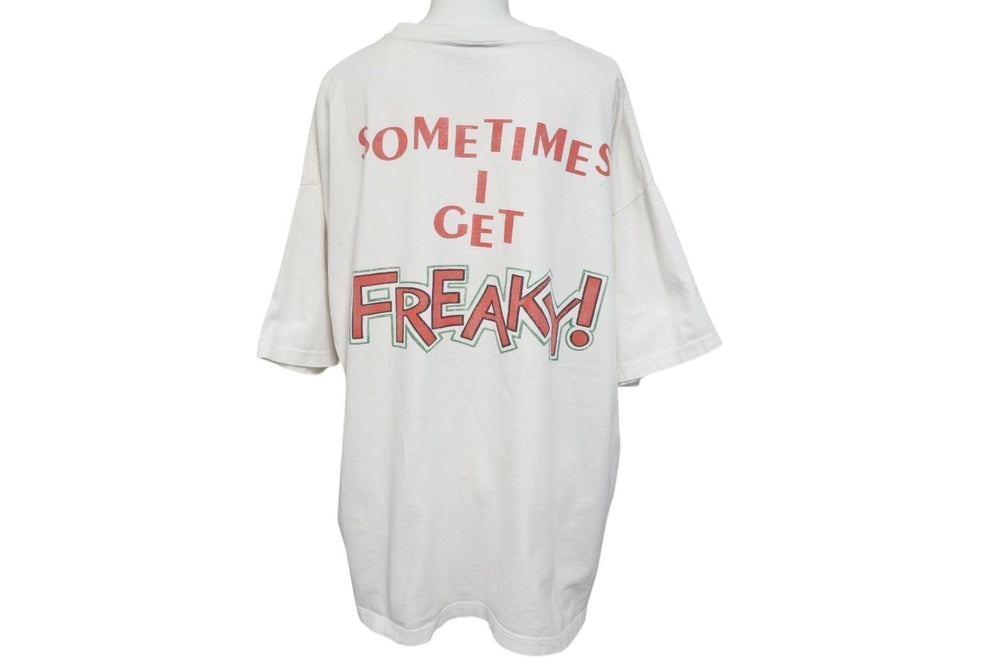 VINTAGE SOMETIMES I GET FREAKY! Short sleeve T-shirt Size XL White ADVANCE ATHLETIC Old clothes Good condition Used 4c075781