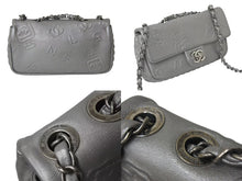 Load image into Gallery viewer, CHANEL シャネル チェーンショルダーバッグ 型押し 香水モチーフ 19番台 グレー 2014年 ココマーク シルバー金具 美品 中古 4c075852