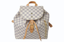画像をギャラリービューアに読み込む, LOUIS VUITTON ルイヴィトン リュック バックパック スペロンBB N41578 ダミエアズール ホワイト PVC レザー ゴールド金具 中古 4c075894