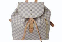 画像をギャラリービューアに読み込む, LOUIS VUITTON ルイヴィトン リュック バックパック スペロンBB N41578 ダミエアズール ホワイト PVC レザー ゴールド金具 中古 4c075894