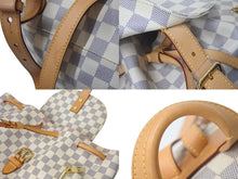 画像をギャラリービューアに読み込む, LOUIS VUITTON ルイヴィトン リュック バックパック スペロンBB N41578 ダミエアズール ホワイト PVC レザー ゴールド金具 中古 4c075894