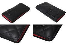 Load image into Gallery viewer, CHANEL シャネル 長財布 カンボンライン 22番台 ココマーク レザー エナメル ブラック ピンク シルバー金具 美品 中古 4c075896